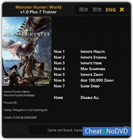 Monster Hunter: World  Trainer +7 v1.0 {FLiNG}