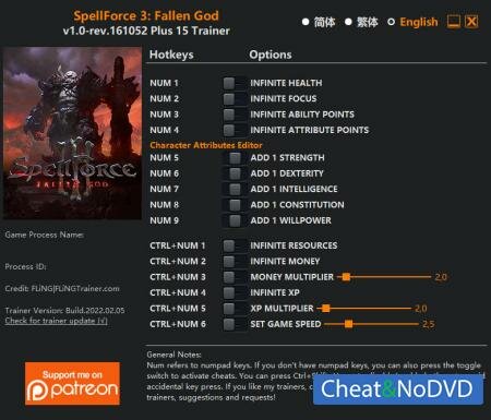SpellForce 3: Fallen God  Trainer +15 v1.0 rev.161052 {FLiNG}