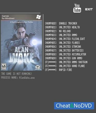 Alan Wake трейнер Trainer +12 Latest Steam {LIRW GHL}