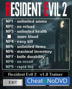 Resident Evil 2 Remake трейнер Trainer +9 v1.0 {dR.oLLe}