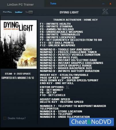 Dying Light: The Following трейнер Trainer +35 v1.15.0  Update 01.02.2022 {LinGon}