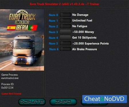 Euro Truck Simulator 2  Trainer +7 v1.43.3.4s {HoG}