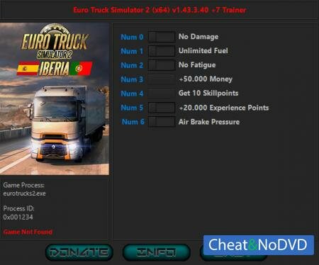 Euro Truck Simulator 2  Trainer +7 v1.43.3.40 {HoG}