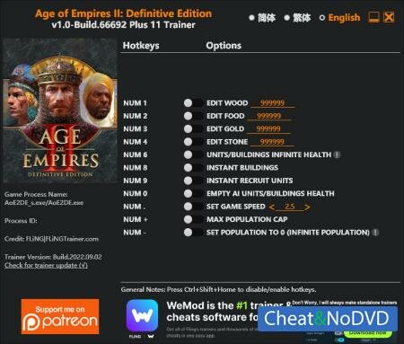 Age of Empires II: Definitive Edition  Trainer +13 Build 66692 {FLiNG}