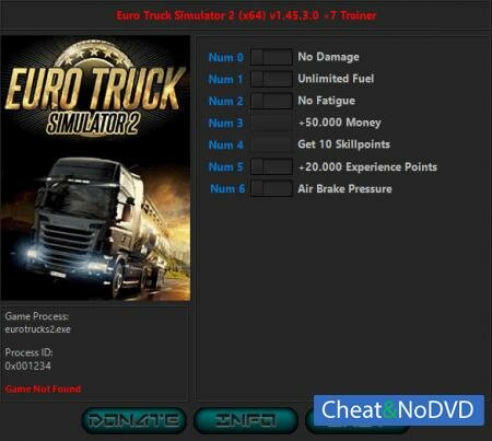 Euro Truck Simulator 2  Trainer +7 v1.45.3.0 {HoG}