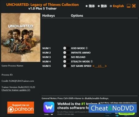 Uncharted: Legacy of Thieves Collection  Trainer +5 v1.0 {FLiNG}
