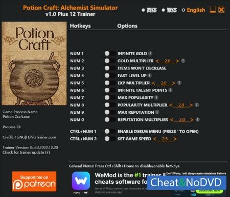 Potion Craft: Alchemist Simulator  Trainer +12 v1.0 {FLiNG}